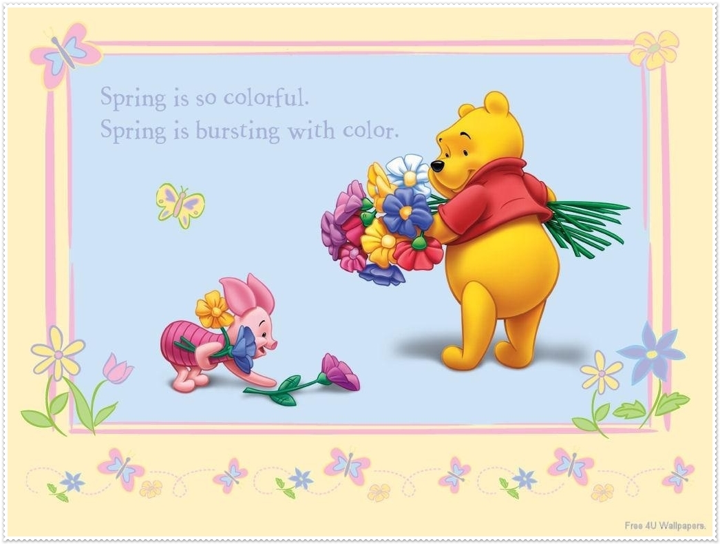 Winnie the pooh en primavera marcos tarjetas o invitaciones para descargar gratis