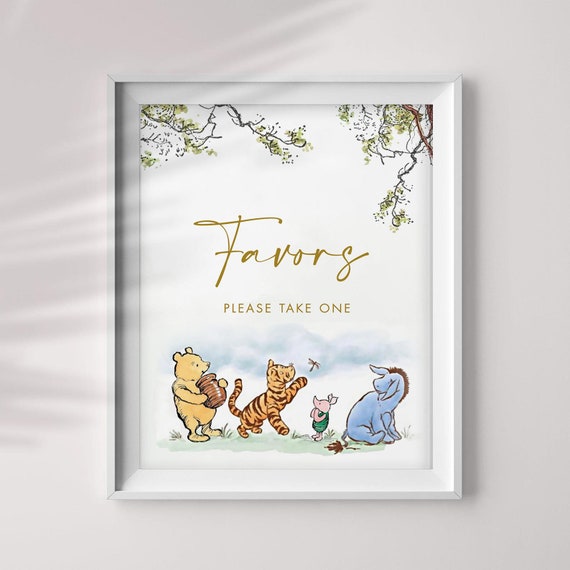 Signo de favor clãsico de winnie the pooh decoraciones de signos de fiesta imprimibles descarga instantãnea x jpeg y pdf imprime cwg