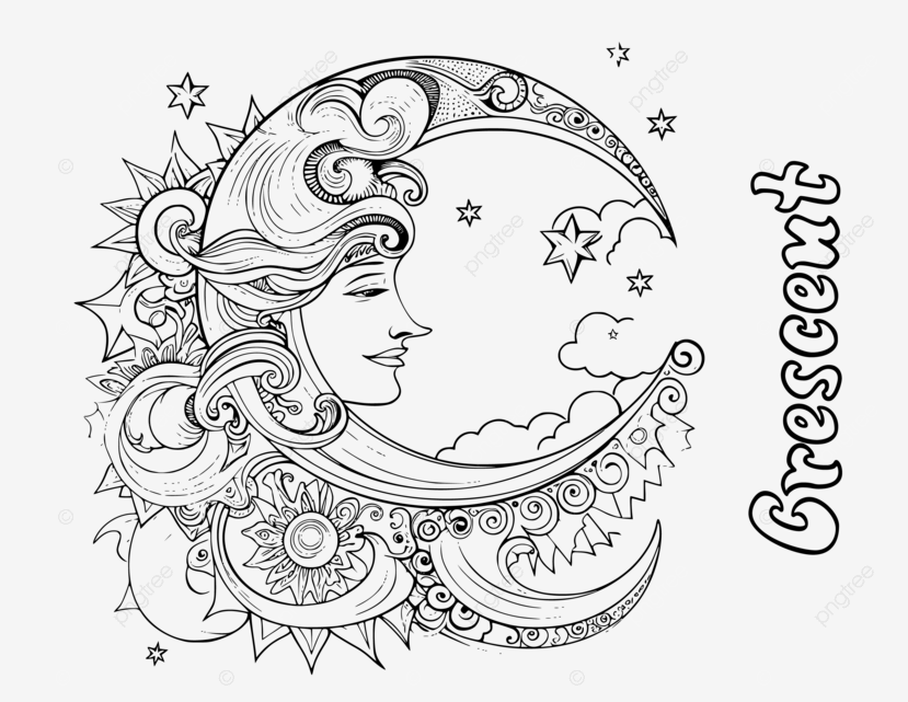 Dibujos para colorear de luna creciente para niãos vector png dibujos dibujos para colorear de luna