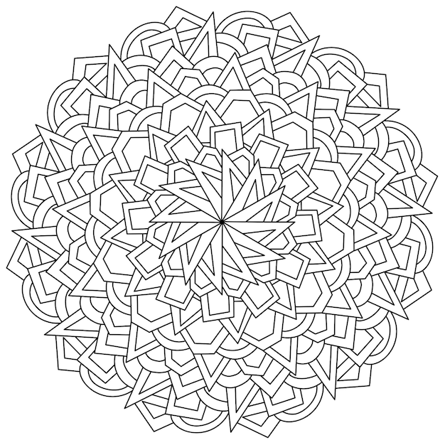 Quema abstracto mandala de varias formas geomãtricas pãgina para colorear en forma de cãrculo con varios patron vector premium