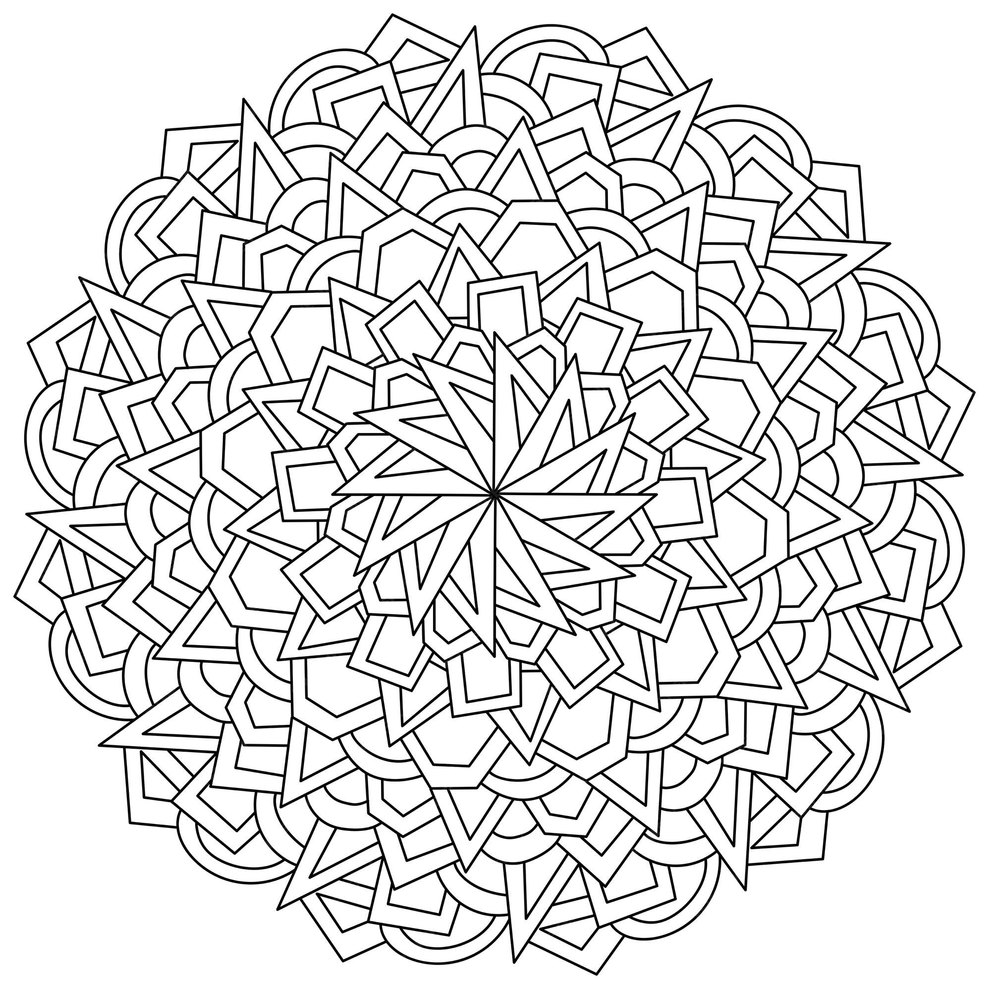 Quema abstracto mandala de varias formas geomãtricas pãgina para colorear en forma de cãrculo con varios patron vector premium