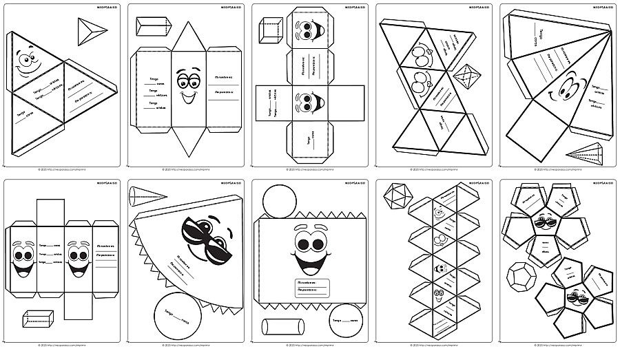 Plantillas de figuras en d para armar poliedros para demostraciãn paraâ figuras geometricas para armar actividades de geometrãa cuerpos geometricos para armar