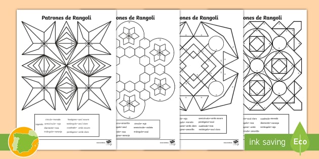 Ficha de actividad lorear los patrones de rangoli n figuras geomãtricas