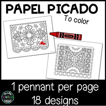 Papel picado de mayo pennants to color bunting mexico cinco banderines fiesta