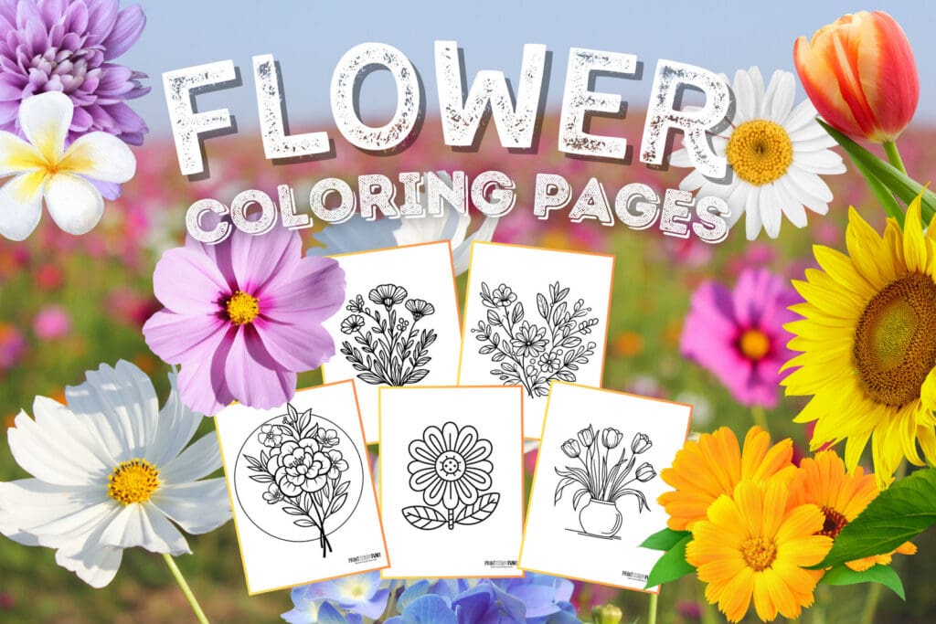 Flower coloring pages clipart to color a whole garden at