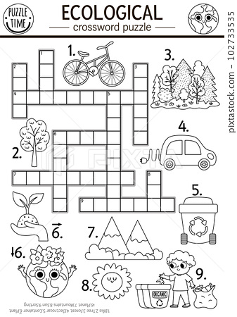 Vector ecological crossword puzzle for kids