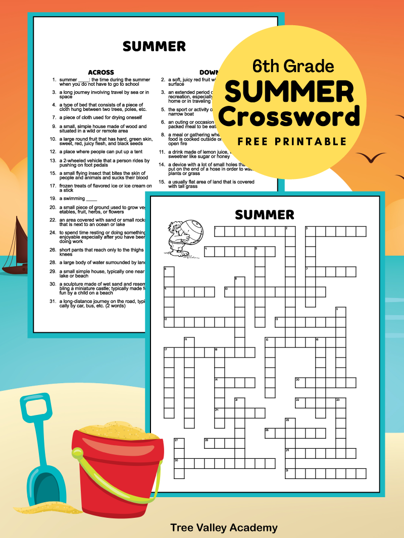 Middle school summer crossword puzzle