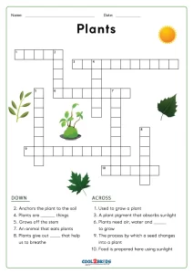 Free printable plant crossword puzzles