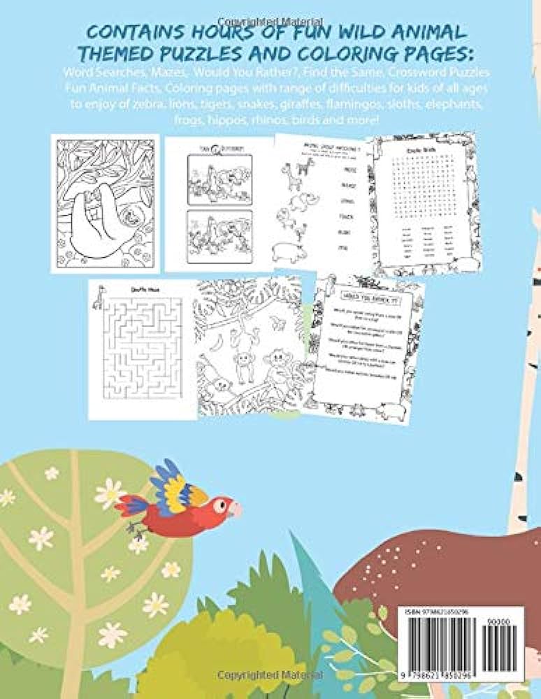 Wild animal coloring and activity book by river breeze press