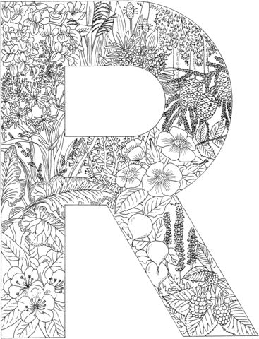 Playful letter r coloring page for kids