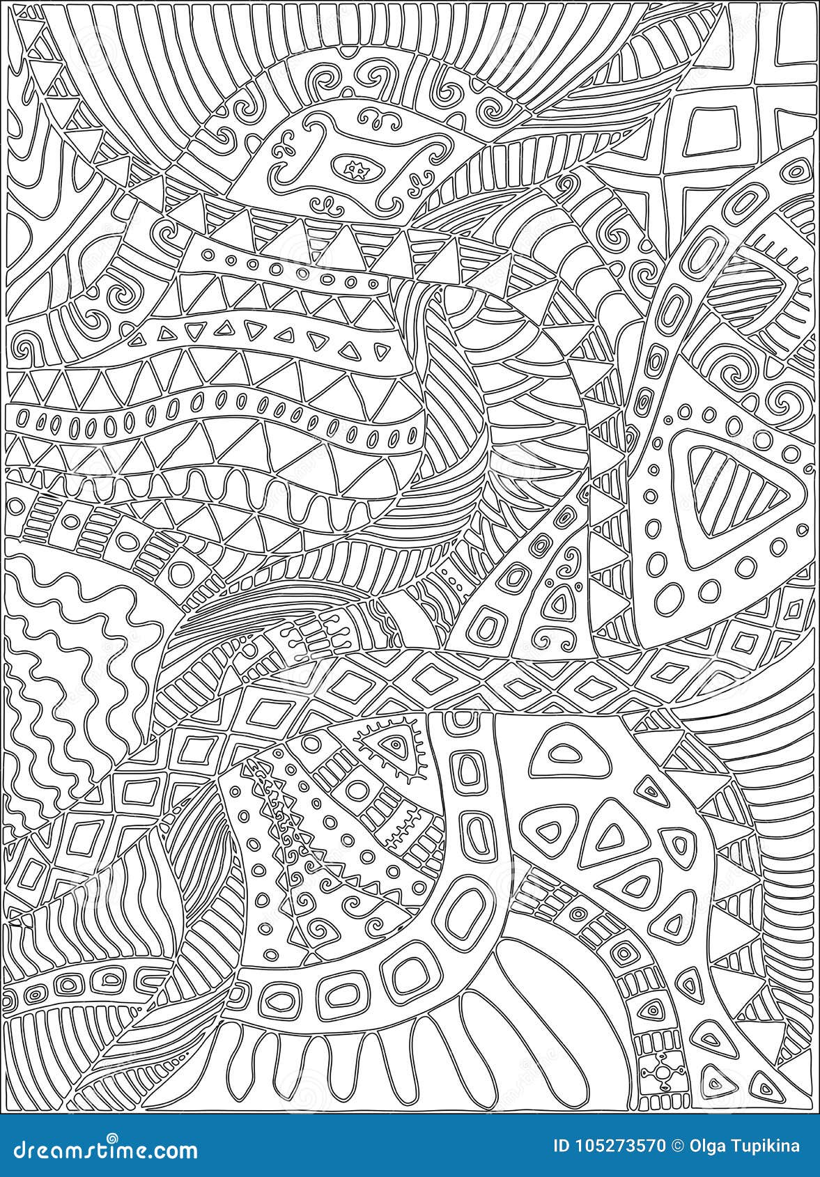 Coloring page with scribbles plants pattern stock vector