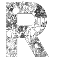 Animal and plant alphabet letter r coloring pages