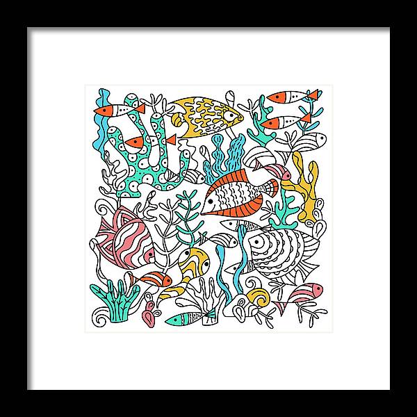 Find it and color it underwater world sea fish and plants childrens coloring book training game framed print by nadezhda aksenova