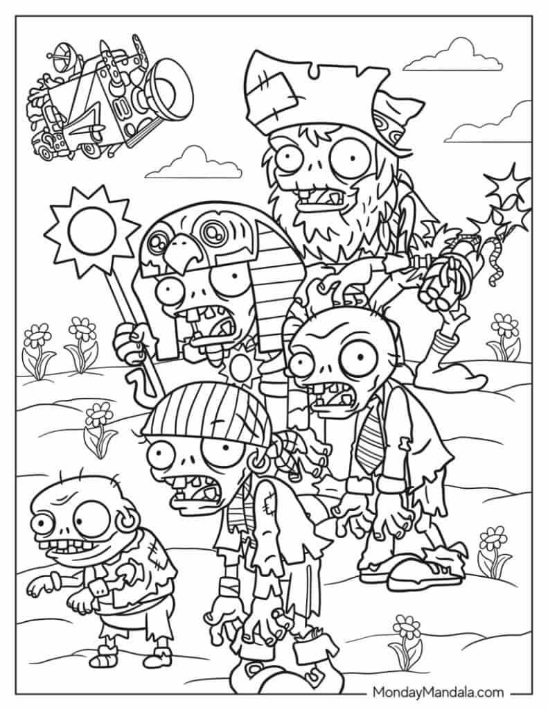 Plant vs zombies coloring pages free pdf printables