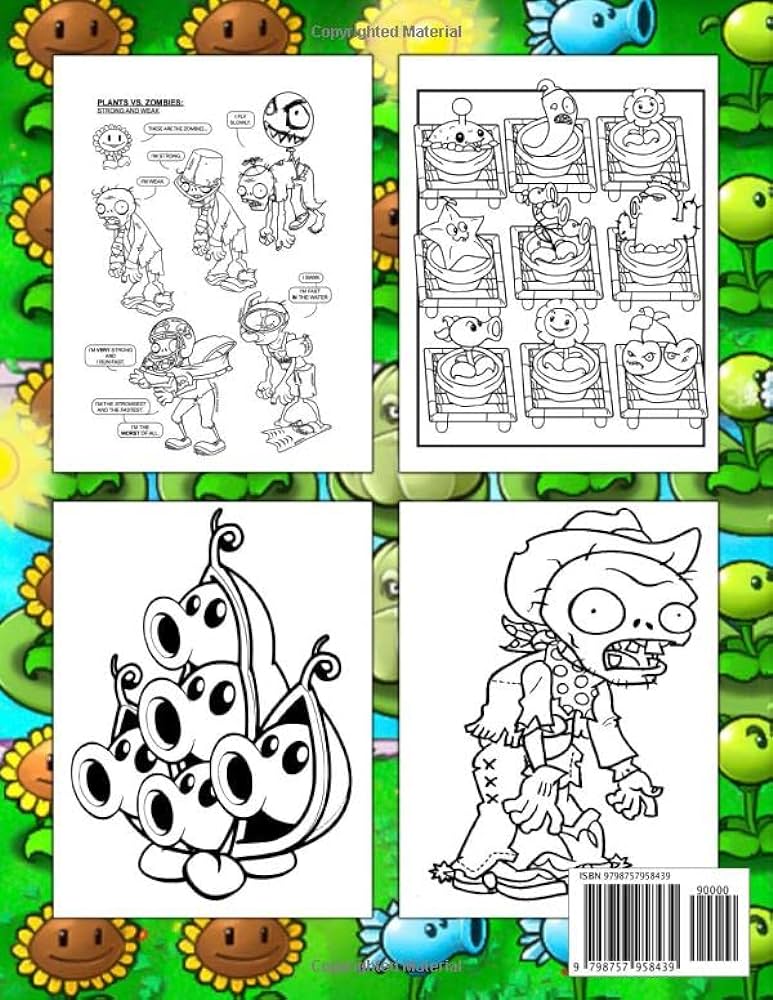 Plant vs zombies coloring book exclusive work stunning illustrations to relax and relieve stress gift idea for all fans world painting books