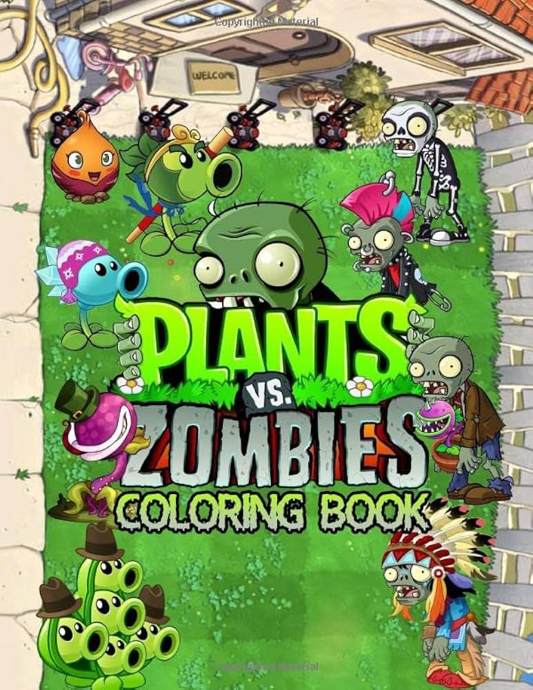 Plants vs zombies coloring book amazing coloring books about plant vs zombie for creative kids and teens green akali books