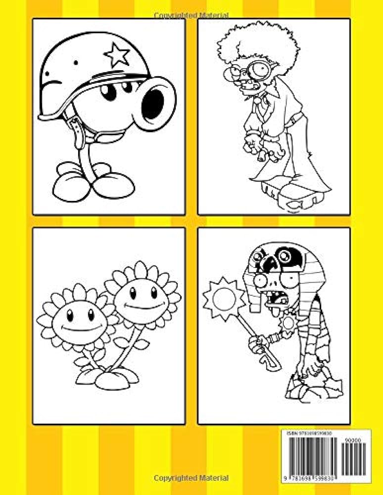 Plants vs zombies coloring book exclusive work illustrations great coloring books for kids and teens x inch world plants books