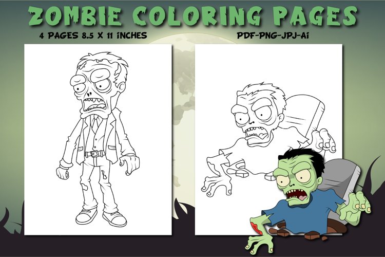 Spooky zombie coloring pages