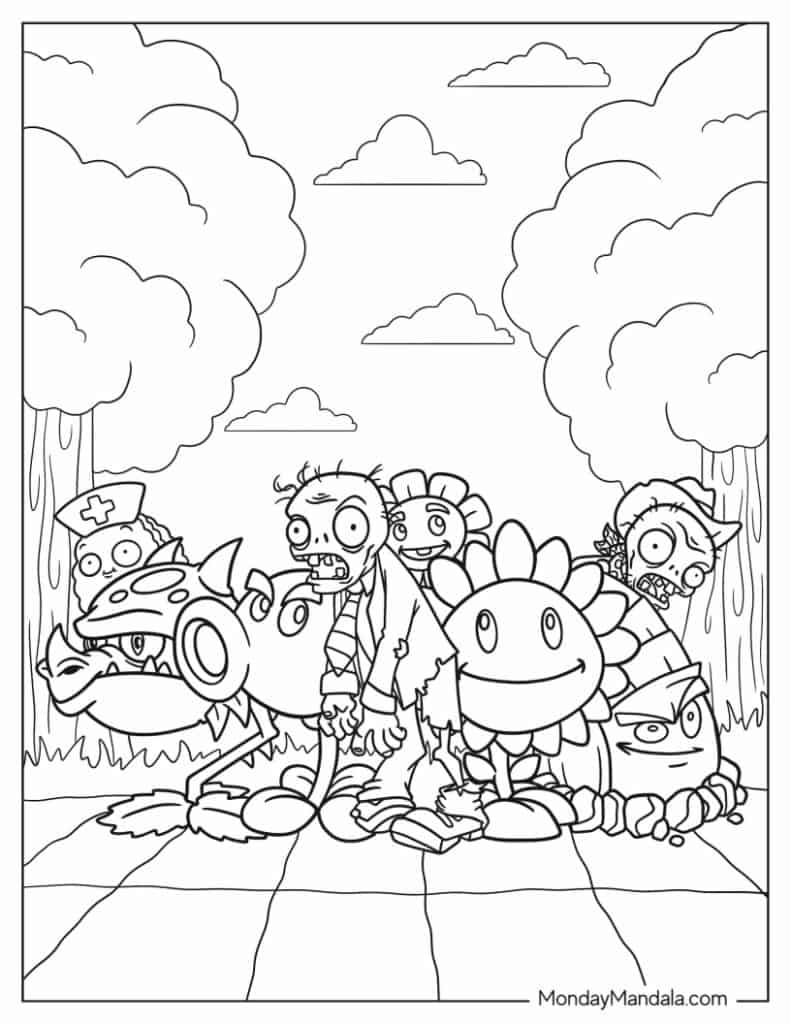 Plant vs zombies coloring pages free pdf printables