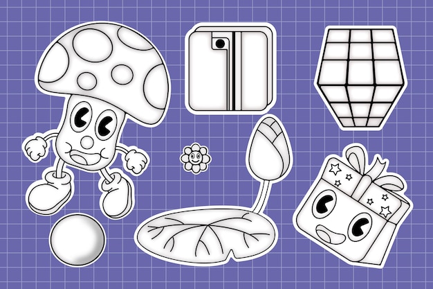 Premium vector handdrawn doodle collection cute cartoon coloring