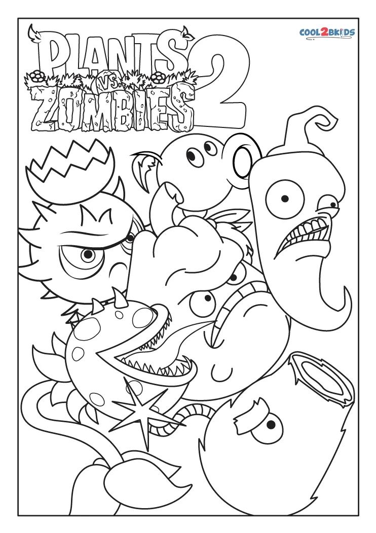 Free printable plants vs zombies coloring pages for kids