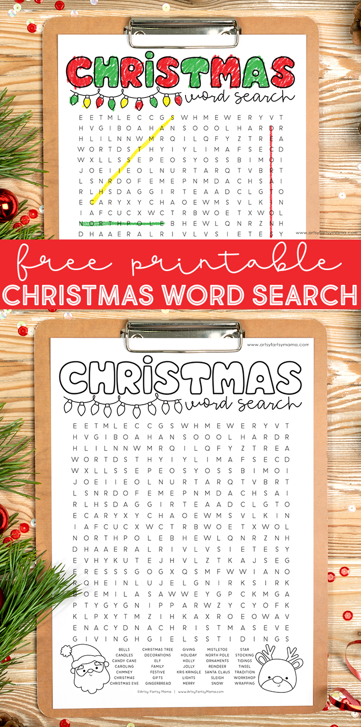 Free printable christmas word search coloring page artsy