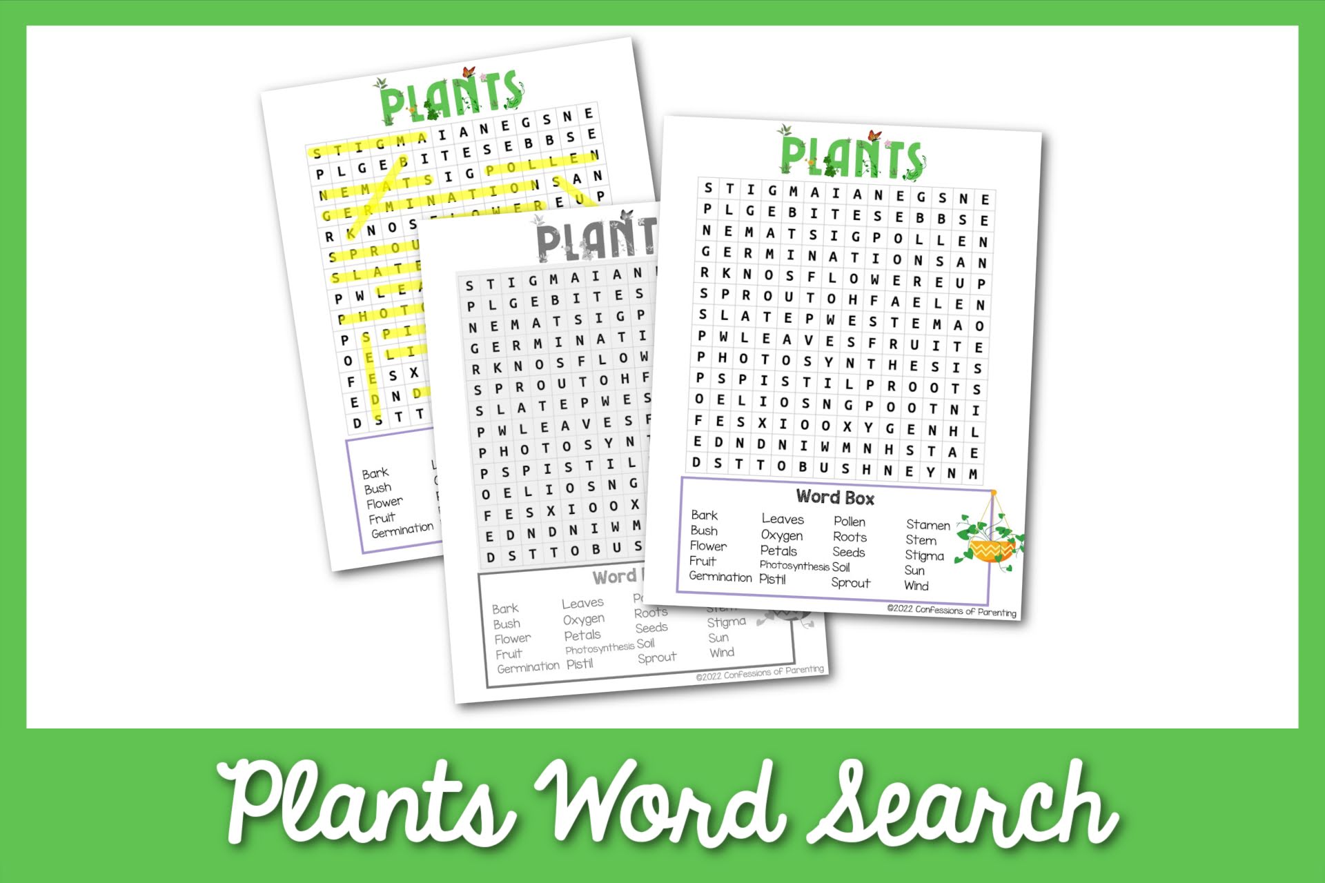 The best free plants word search printable