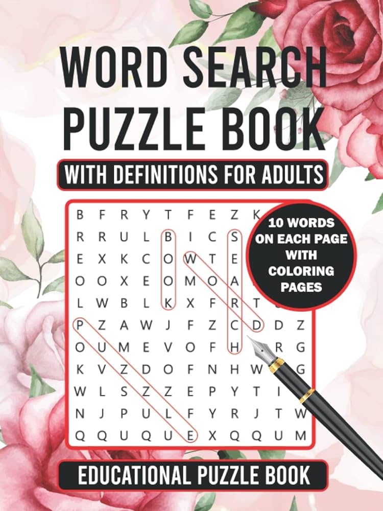 Word search puzzle and loring book for adults words and puzzles for adults teens