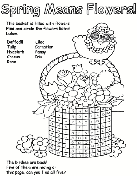 Spring means flowers coloring page