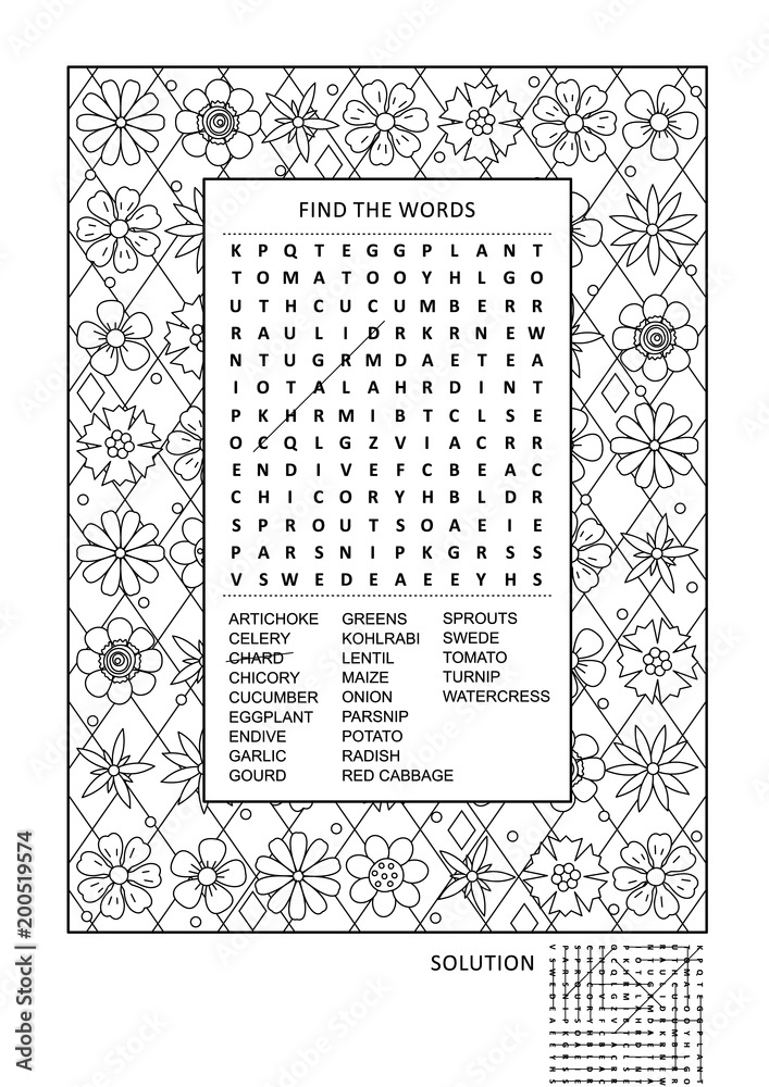 Puzzle and coloring activity page for grown