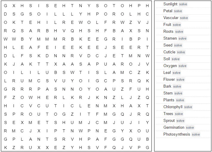 Word search plants printable version