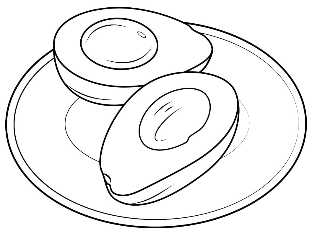 Avocado on plate coloring page