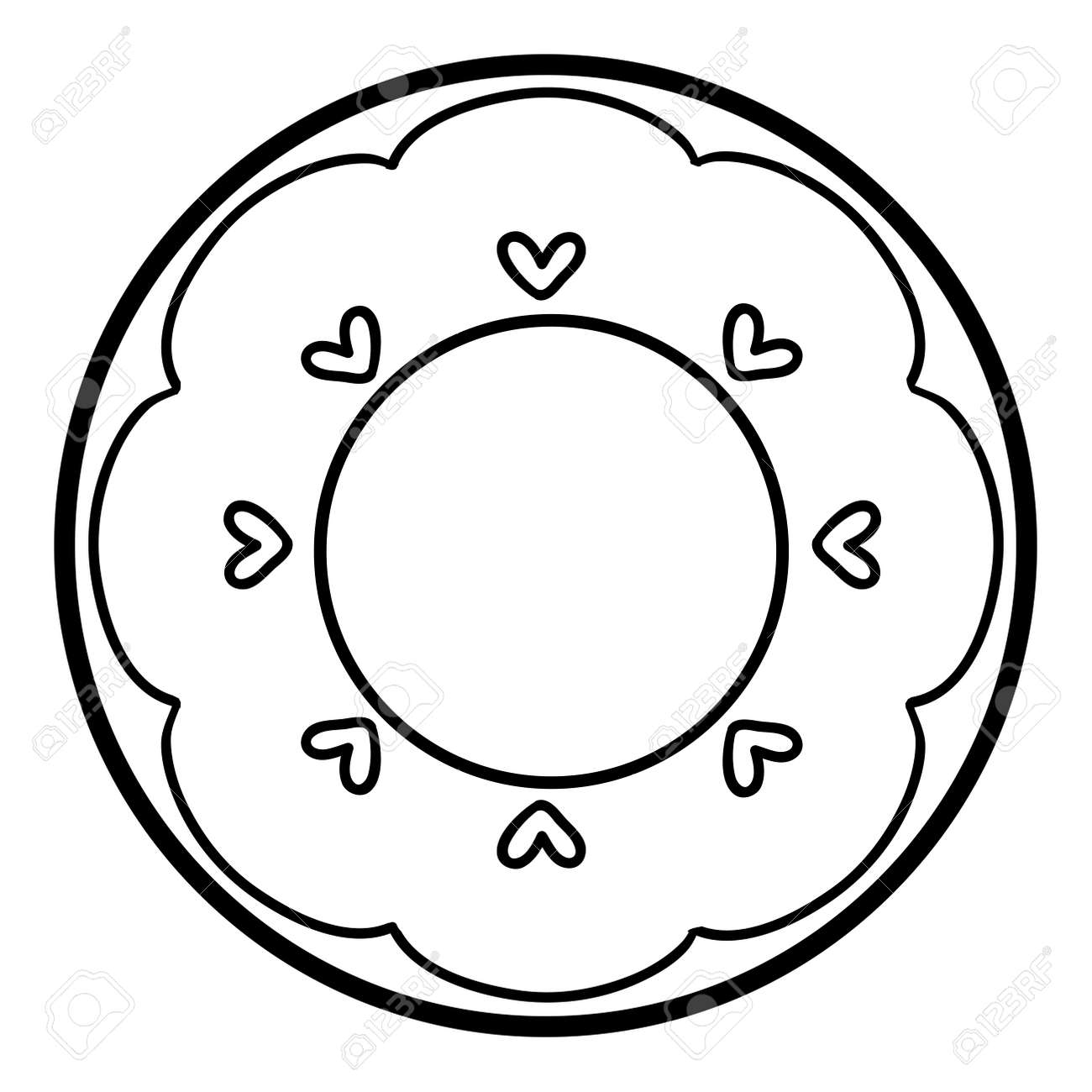 Coloring book for children plate with a heart pattern royalty free svg cliparts vectors and stock illustration image