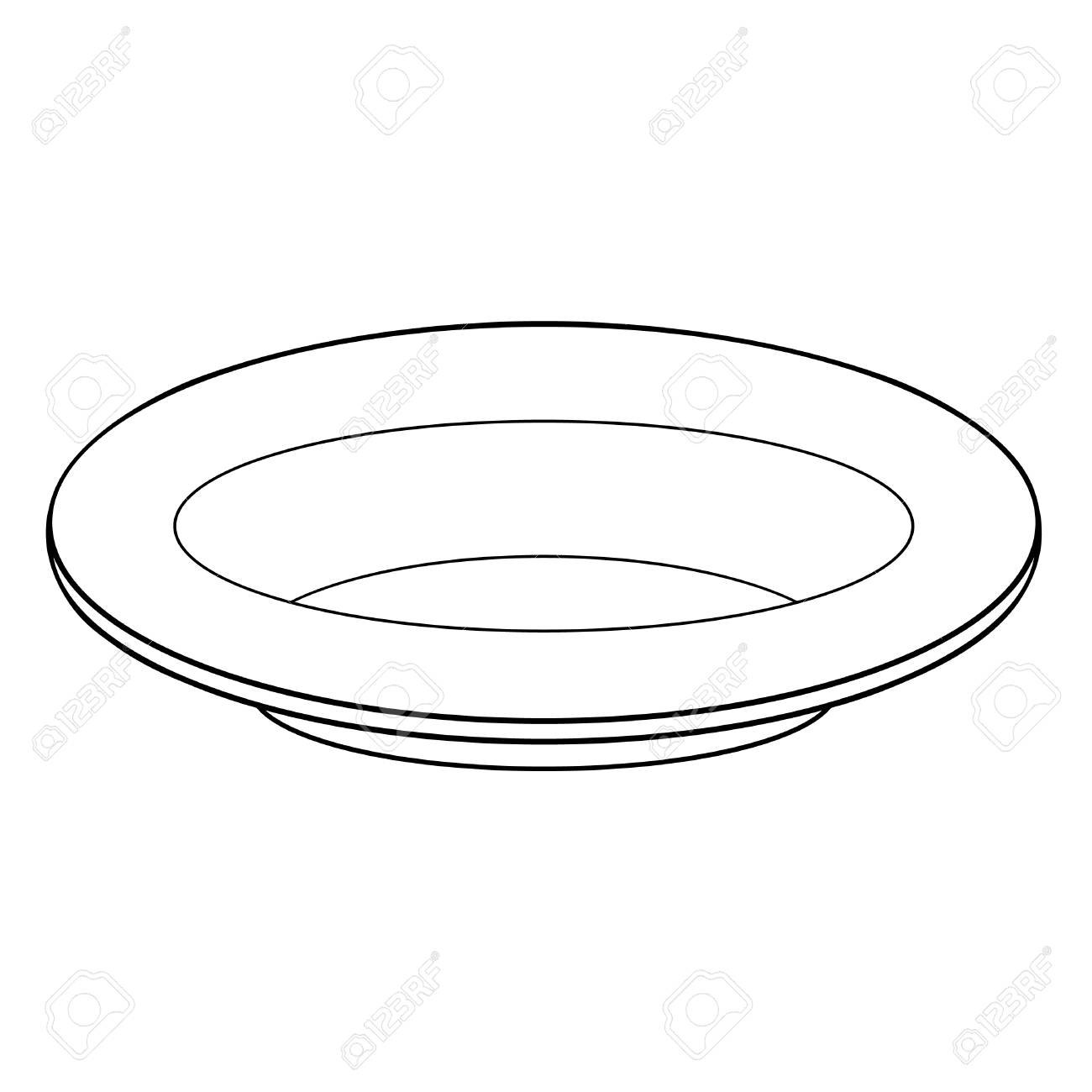 Coloring crockery bowl dish plate deep vector illustration royalty free svg cliparts vectors and stock illustration image