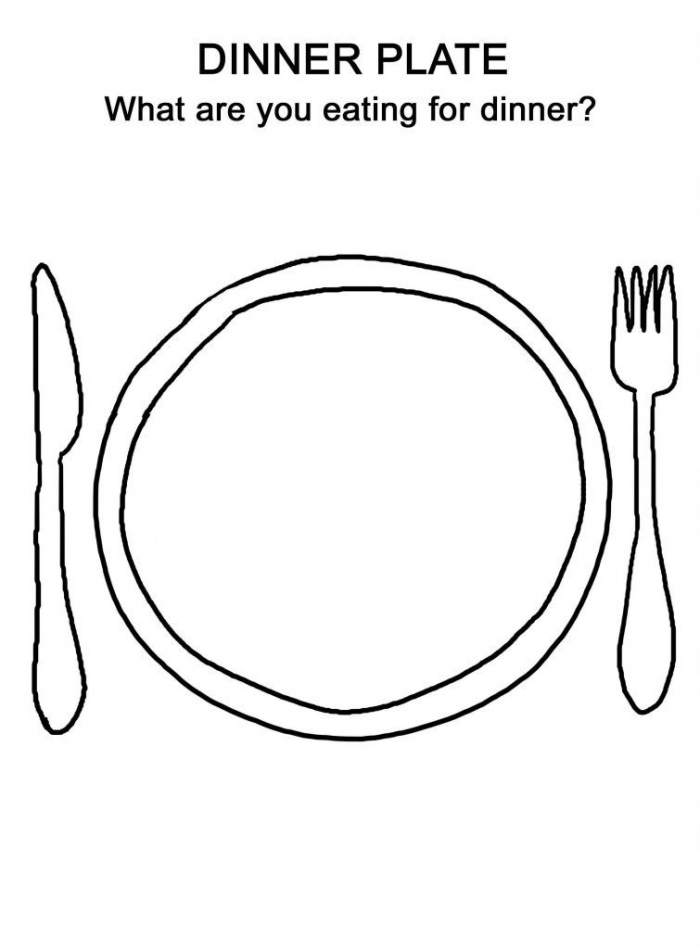 Dinner plate coloring page worksheets