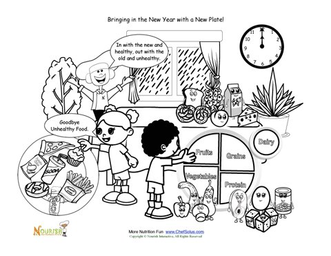 Bringing in the new year with my plate coloring sheet