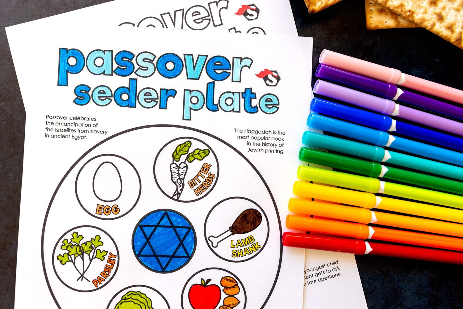 Passover seder plate printable coloring page