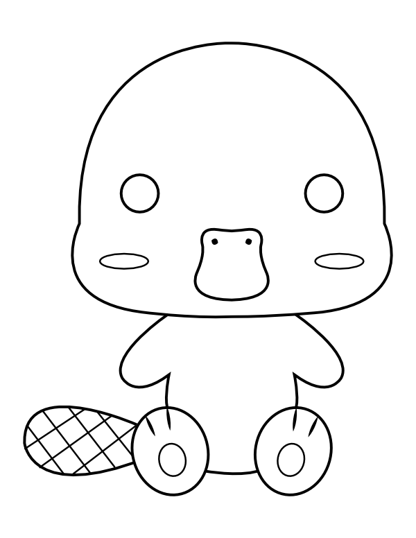 Printable kawaii platypus coloring page