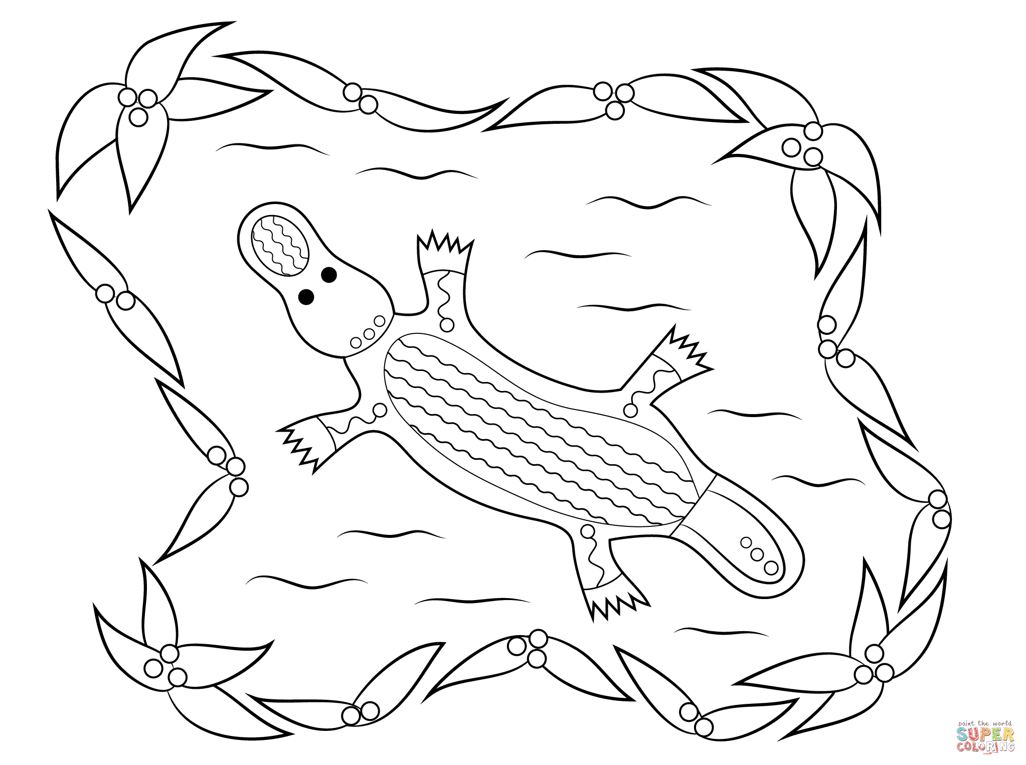 Platypus aboriginal art coloring page free printable coloring pages