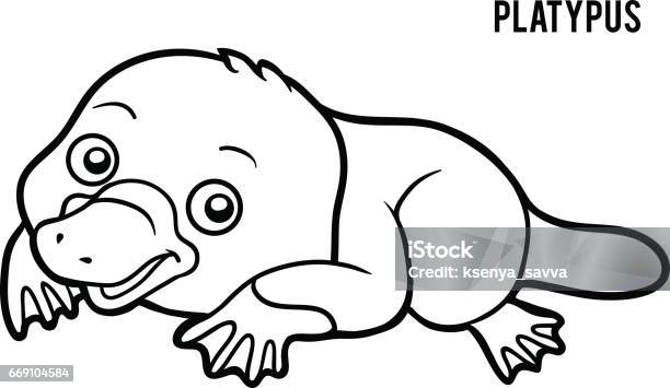 Coloring book platypus stock illustration