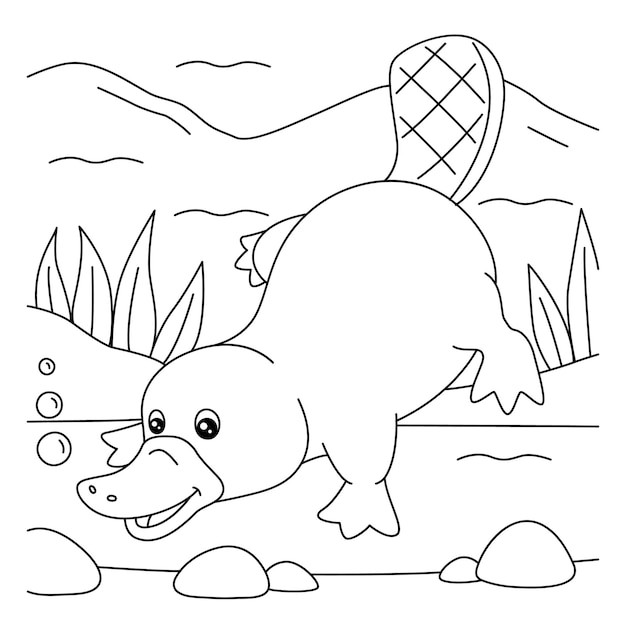 Premium vector platypus coloring page for kids