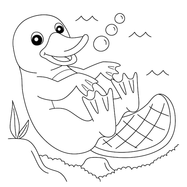 Premium vector platypus animal coloring page for kids