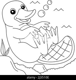 Platypus coloring page for kids stock vector image art