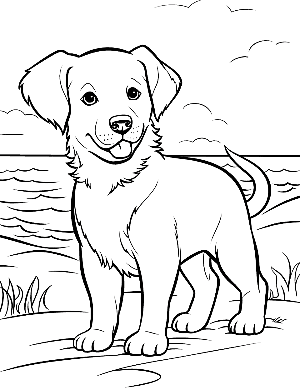 Puppy coloring pages free printable sheets