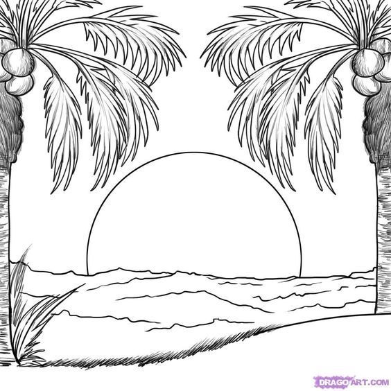 How to draw a sunset i absolutely love this webseite coloring pages nature beach drawing outline drawings