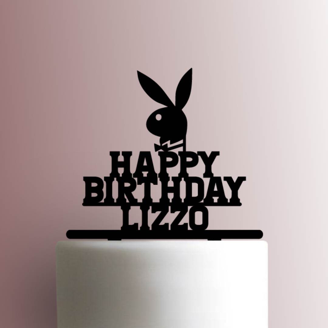 Custom playboy bunny with bowtie happy birthday name