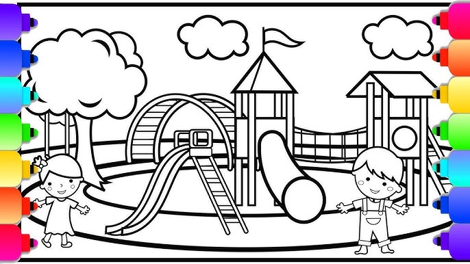 Learn how to draw and color a playground visit rainbowplayhouseco print and color with eððð