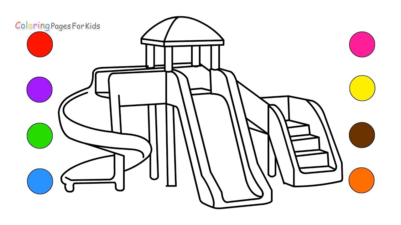 How to draw playground coloring pages for kids