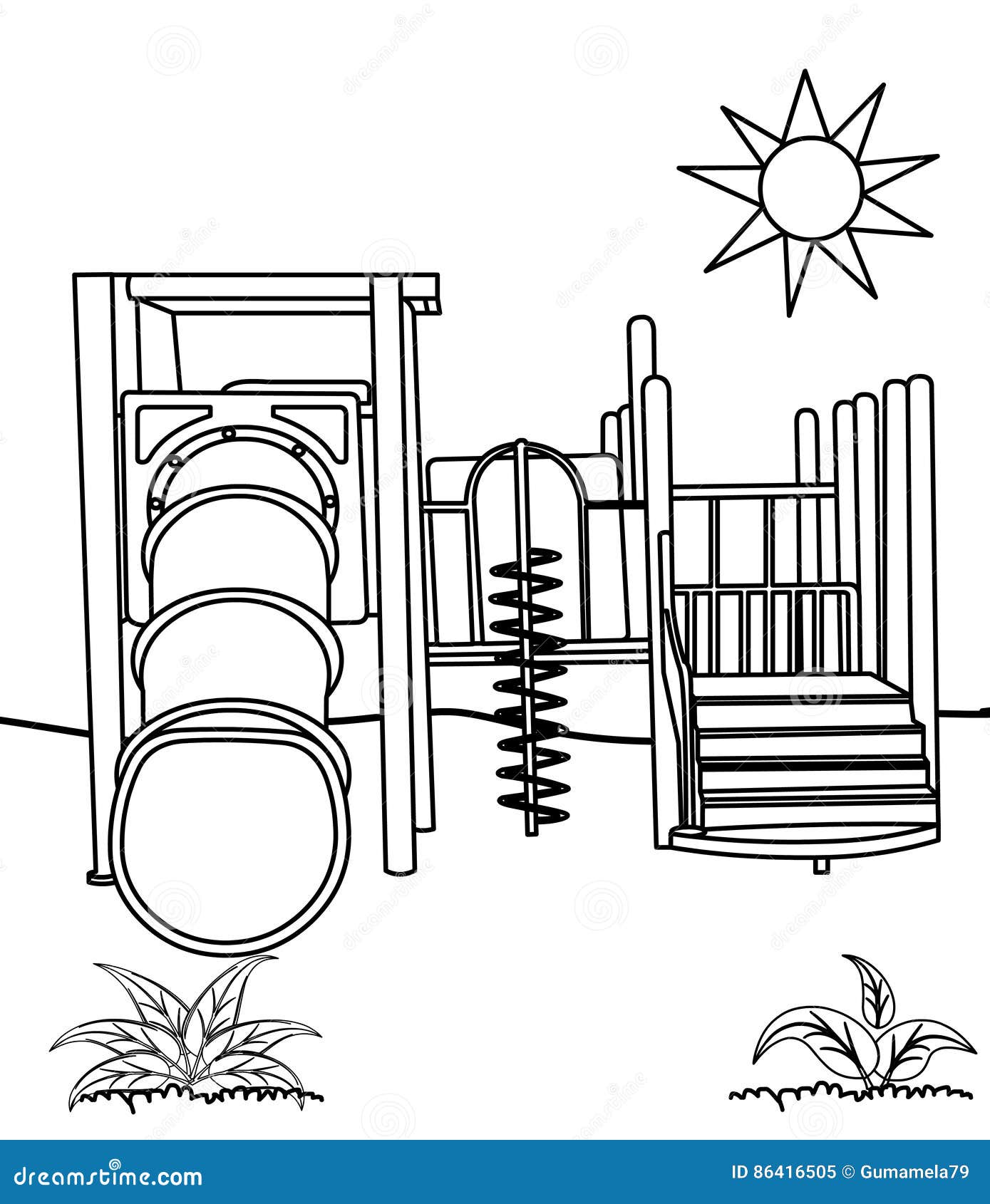 Playground coloring page stock illustration illustration of attraction