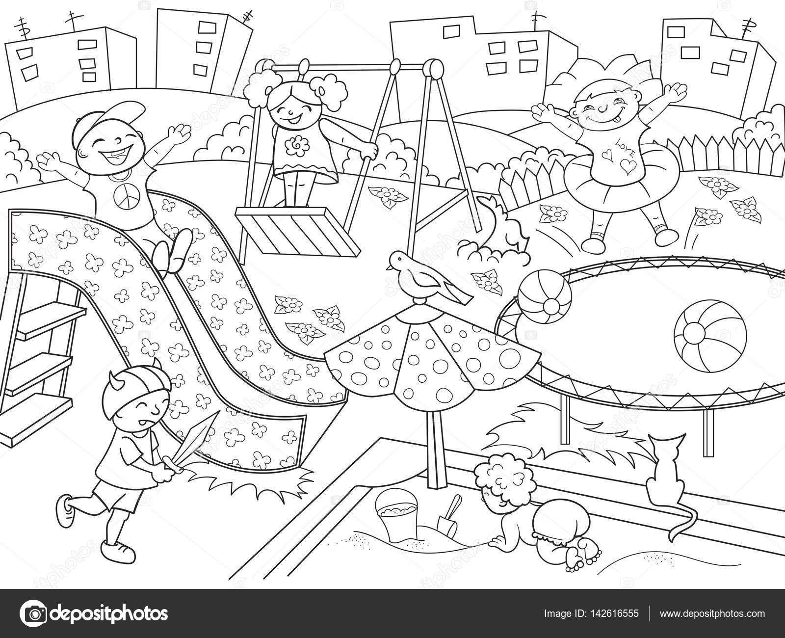 Childrens playground coloring vector illustration of black and white stock vector by toricheksgmail